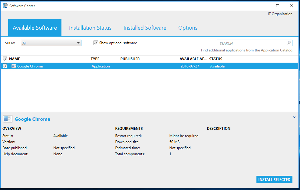 force sccm to install software